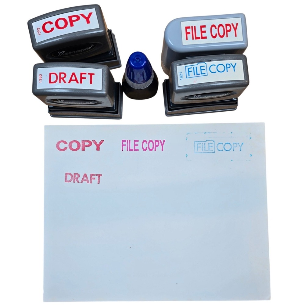 Self Inking Rubber Stamps COPY FILE COPY DRAFT plus extra blue ink